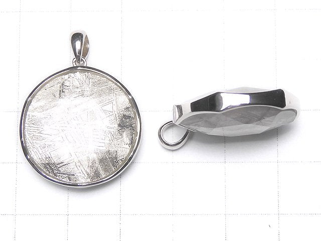 Meteorite (Muonionalusta ) Pendant  Both Side Finish 22mm Silver925