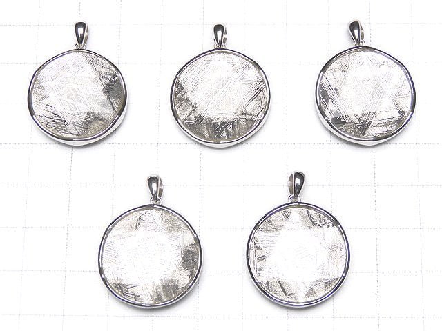 Meteorite (Muonionalusta ) Pendant  Both Side Finish 22mm Silver925