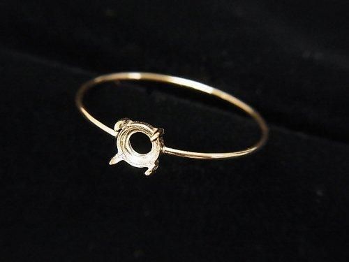 [K10 Yellow Gold] Ring Frame (Prong Setting) Round Cabochon 4mm 1pc [Japan]