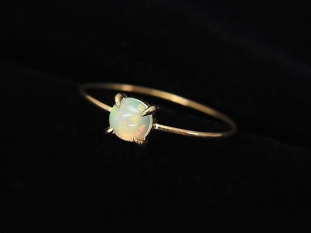 [K10 Yellow Gold] Ring Frame (Prong Setting) Round Cabochon 4mm 1pc [Japan]