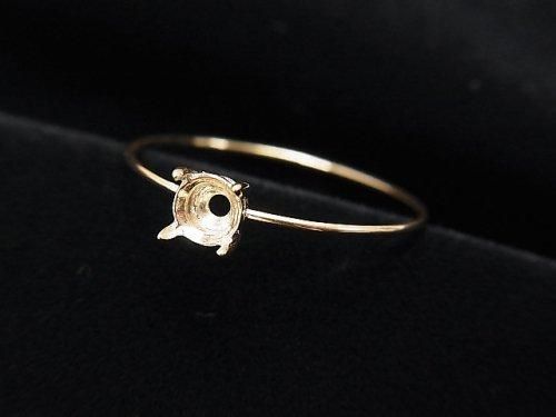 [K10 Yellow Gold] Ring Frame (Prong Setting) for Round Faceted 4mm Rings 1pc [Japan]