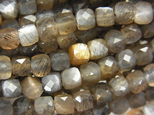 Cube, Moonstone Gemstone Beads