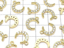 Metal Crescent Moon Charm, 13x10mm, Gold Color (with CZ), 2 Pieces