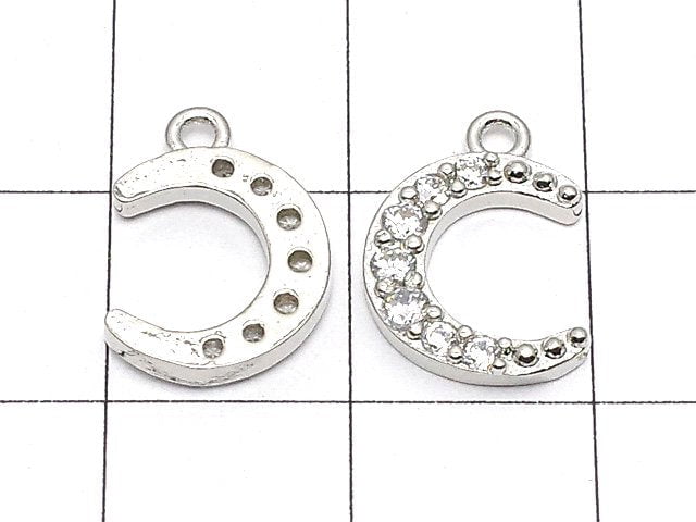 Metal Parts Crescent Charm Silver Color (with CZ) 2pcs $2.79!