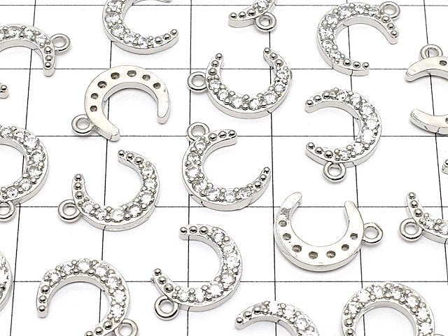 Metal Parts Crescent Charm Silver Color (with CZ) 2pcs $2.79!