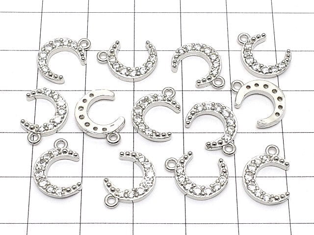 Metal Parts Crescent Charm Silver Color (with CZ) 2pcs $2.79!