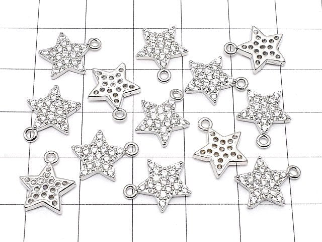 Metal Parts star motif charm 13x11mm silver color (with CZ) 2pcs $3.59!