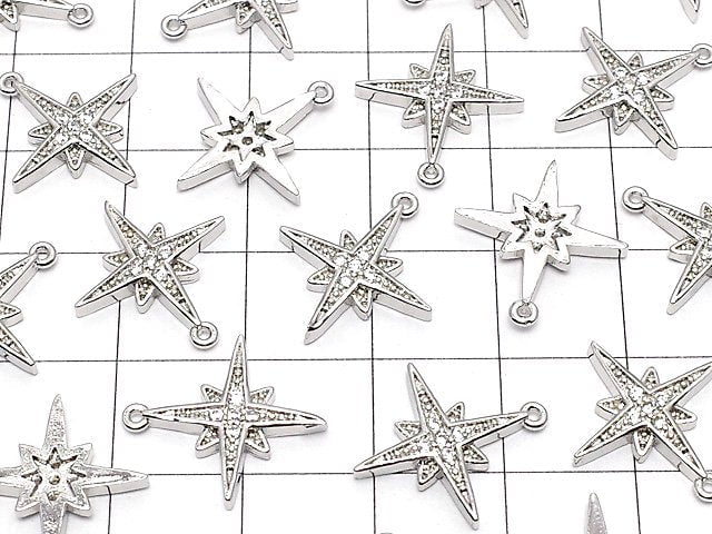 Metal Parts star motif charm 16x15mm silver color (with CZ) 2pcs $3.79!