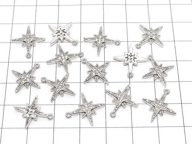 Metal Parts star motif charm 16x15mm silver color (with CZ) 2pcs $3.79!