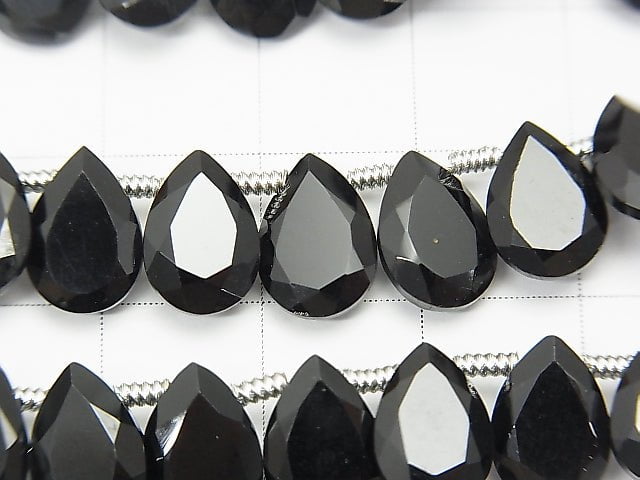 [Video] High Quality Black Spinel AAA Pear shape Faceted 10x7x3mm half or 1strand (28pcs)