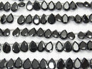 [Video]High Quality Black Spinel AAA Pear shape Faceted 10x7x3mm half or 1strand (28pcs)