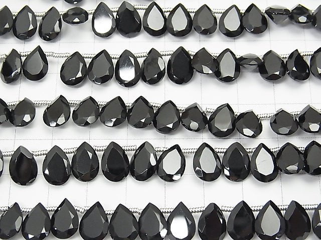 [Video] High Quality Black Spinel AAA Pear shape Faceted 10x7x3mm half or 1strand (28pcs)