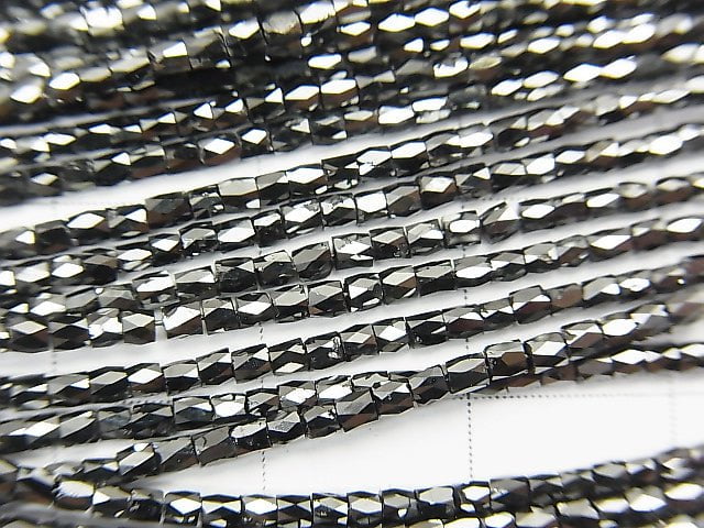 [Video] Black Diamond Faceted Tube 1/4 or 1strand beads (aprx.15inch / 37cm)