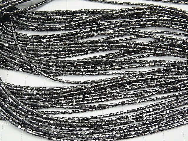 [Video] Black Diamond Faceted Tube 1/4 or 1strand beads (aprx.15inch / 37cm)