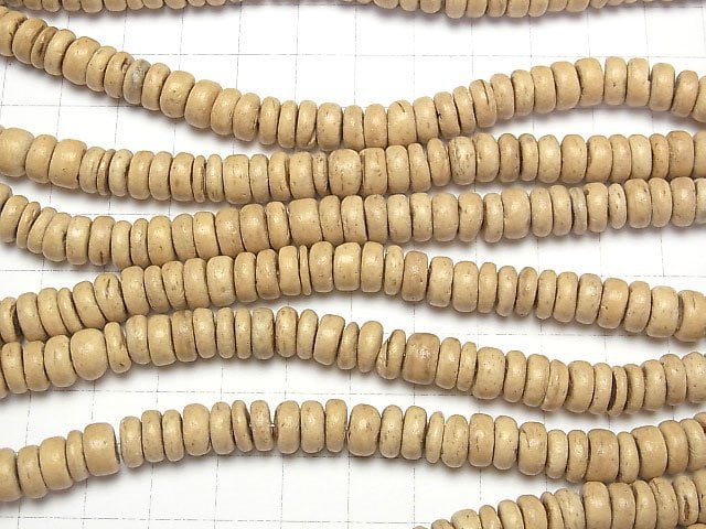 Coconut Roundel 8x8mm natural color 1strand beads (aprx.14inch/35cm)