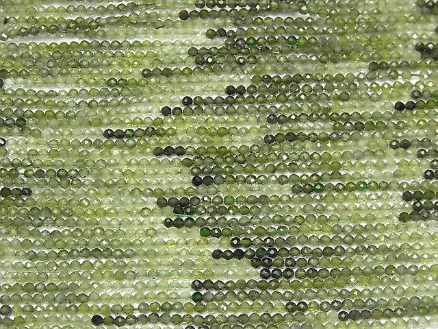 [Video] High Quality! Green Tourmaline AAA- Faceted Round 2mm 1strand beads (aprx.13inch / 32cm)