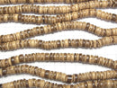 Coconut Rondelle 8x8mm Beige x Brown 1strand beads (aprx.15inch/36cm)