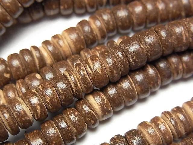 Coconut Rondelle 8x8mm Brown 1-strand beads (approx. 15 inches/38 cm)