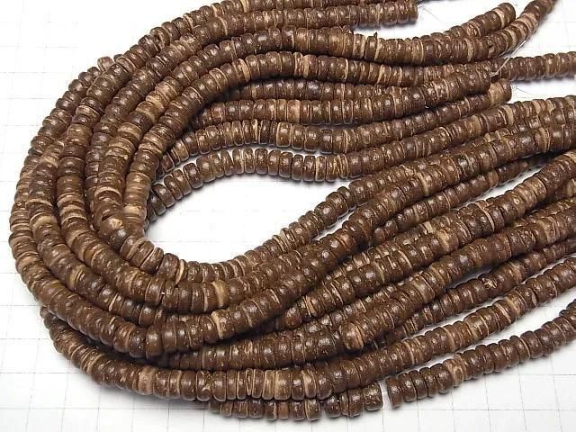 Coconut Rondelle 8x8mm Brown 1-strand beads (approx. 15 inches/38 cm)