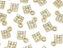 Metal parts CZ charm Diamond 5x5mm Gold color 2pcs