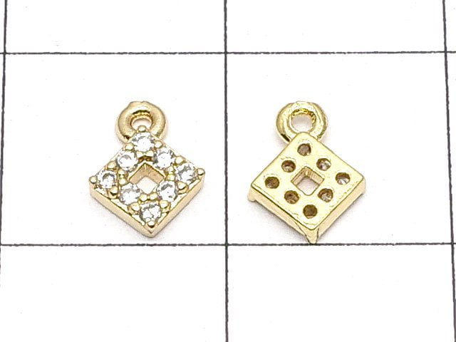 Metal Parts charm with CZ  Diamond Shape 5x5mm Gold Color 2pcs $1.99!