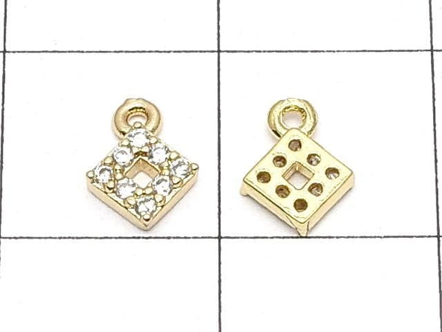 Metal parts CZ charm Diamond 5x5mm Gold color 2pcs
