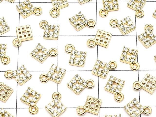 Metal parts CZ charm Diamond 5x5mm Gold color 2pcs