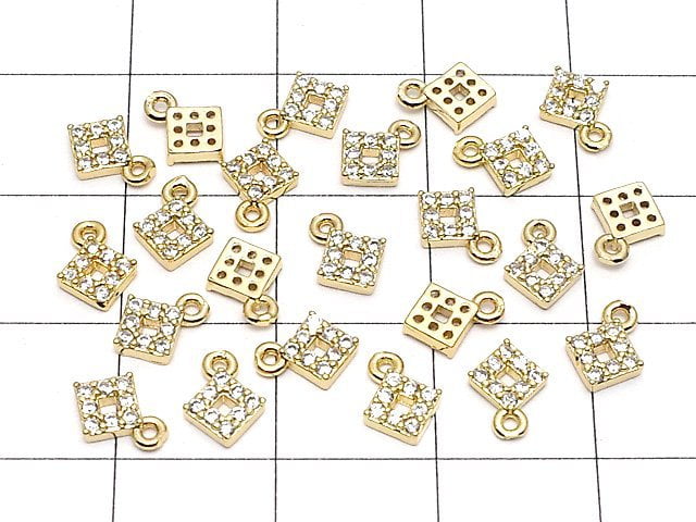 Metal Parts charm with CZ  Diamond Shape 5x5mm Gold Color 2pcs $1.99!