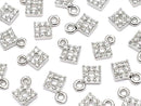 Metal parts CZ charm Diamond 5x5mm Silver color 2pcs