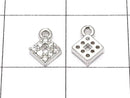 Metal parts CZ charm Diamond 5x5mm Silver color 2pcs