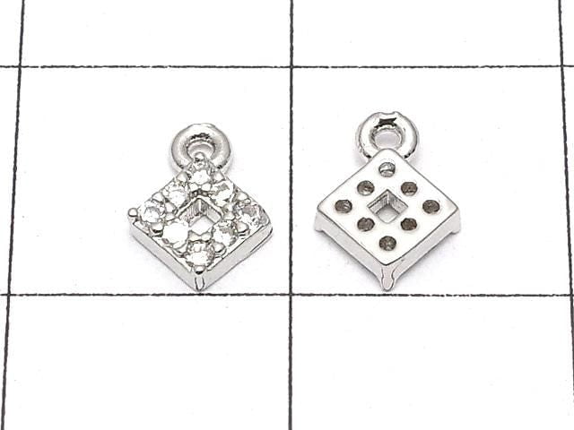 Metal parts CZ charm Diamond 5x5mm Silver color 2pcs
