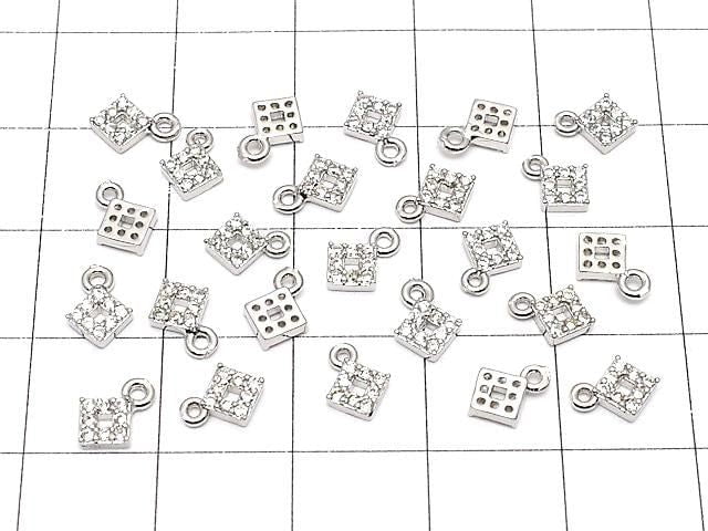 Metal parts CZ charm Diamond 5x5mm Silver color 2pcs