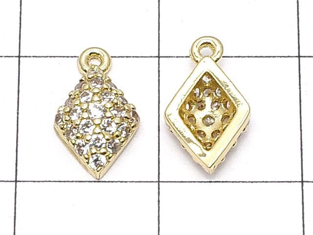 Metal Parts charm with CZ  Diamond Shape 11x6mm Gold color 2pcs $2.79!