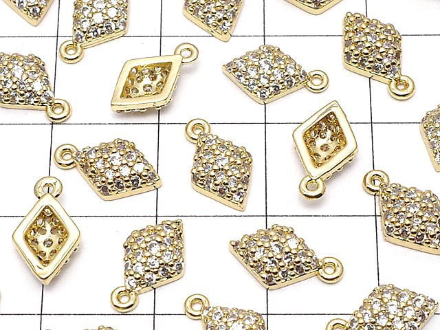 Metal Parts charm with CZ  Diamond Shape 11x6mm Gold color 2pcs $2.79!