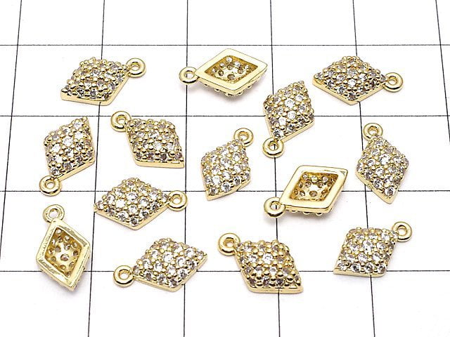 Metal Parts charm with CZ  Diamond Shape 11x6mm Gold color 2pcs $2.79!