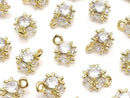 Metal parts CZ charm dice 8x6mm gold color 2pcs