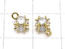 Metal parts CZ charm dice 8x6mm gold color 2pcs