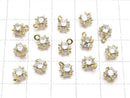 Metal parts CZ charm dice 8x6mm gold color 2pcs