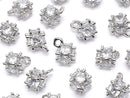 Metal parts CZ charm dice 8x6mm silver color 2pcs