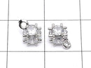 Metal parts CZ charm dice 8x6mm silver color 2pcs