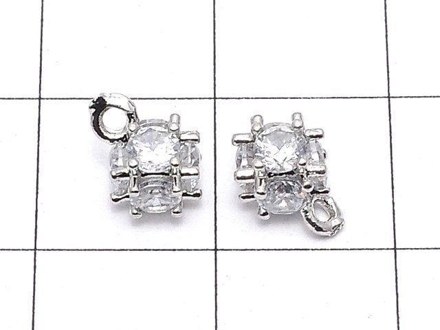 Metal Parts Charm with CZ dice 8x6mm silver color 2pcs $2.79!