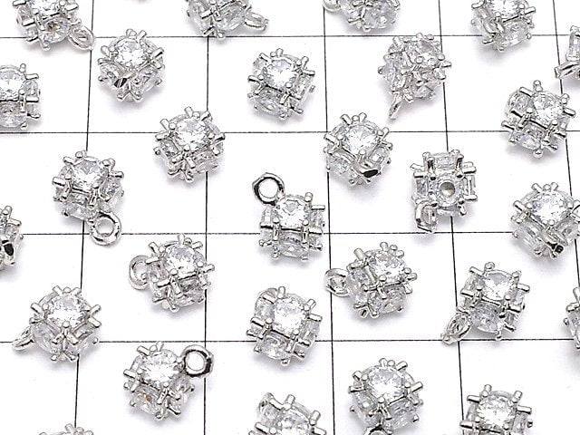 Metal Parts Charm with CZ dice 8x6mm silver color 2pcs $2.79!