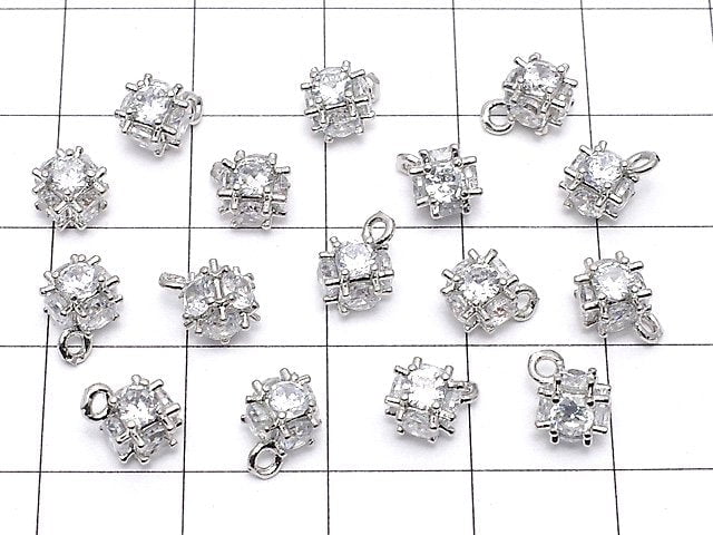 Metal Parts Charm with CZ dice 8x6mm silver color 2pcs $2.79!