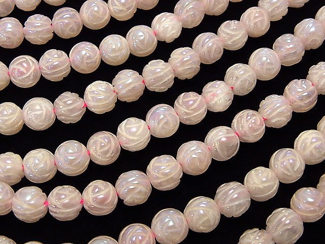 Flash, Rose Quartz Round Rose Cut 8mm half or 1strand beads (aprx.15inch / 36cm)