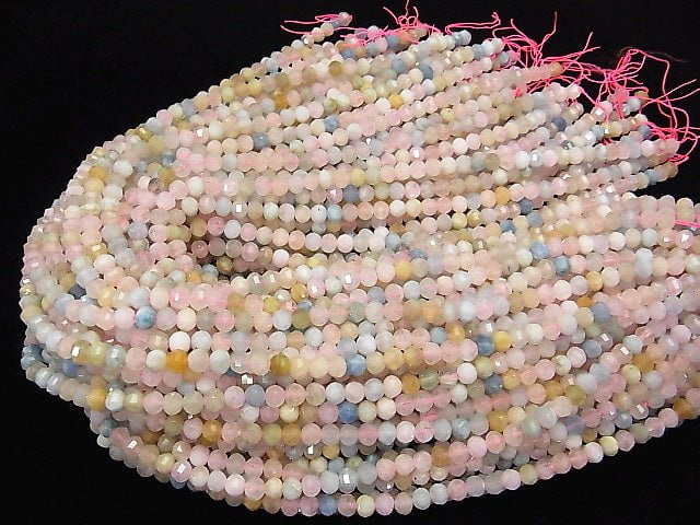 [Video] High Quality! 1strand $13.99! Beryl Mix AA + Mirror Semi Round Cut 6x6x5mm 1strand beads (aprx.15inch / 37cm)