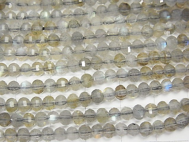 High Quality! 1strand $9.79! Labradorite AA + Mirror Semi Round Cut 4x4x3mm 1strand beads (aprx.15inch / 37cm)