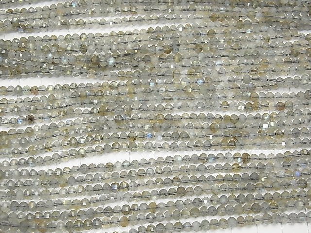 High Quality! 1strand $9.79! Labradorite AA + Mirror Semi Round Cut 4x4x3mm 1strand beads (aprx.15inch / 37cm)