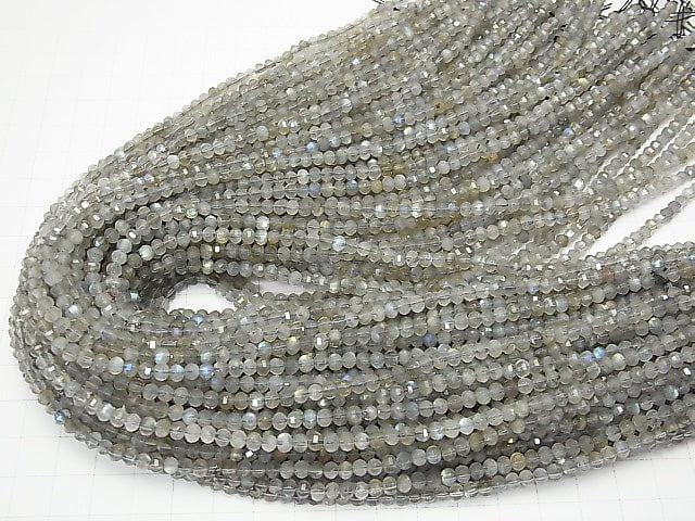 High Quality! 1strand $9.79! Labradorite AA + Mirror Semi Round Cut 4x4x3mm 1strand beads (aprx.15inch / 37cm)