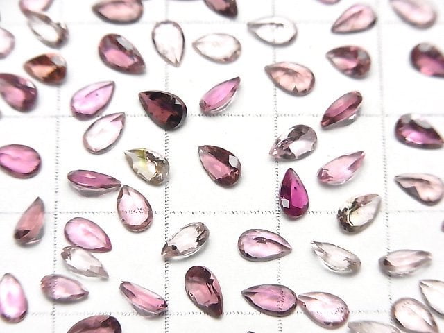 [Video]High Quality Pink Tourmaline AAA Loose stone Pear shape Faceted 5x3mm 4pcs