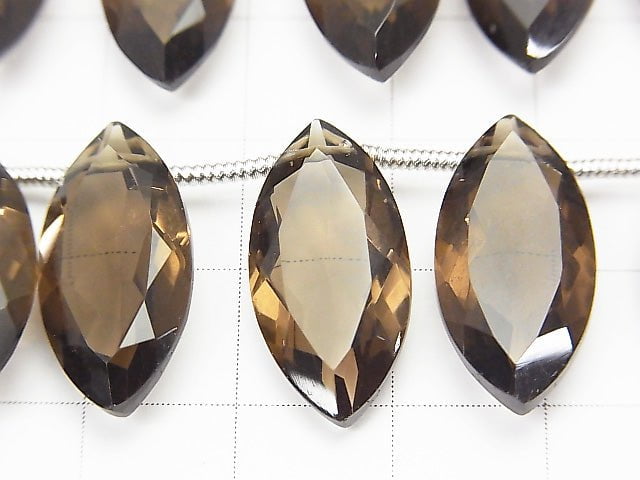 [Video] High Quality Smoky Quartz AAA Marquise Faceted 20x10x5mm half or 1strand (8pcs )